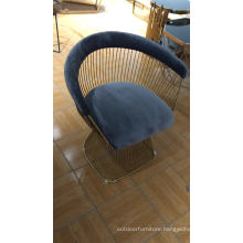 velvet fabric metal lounge chair